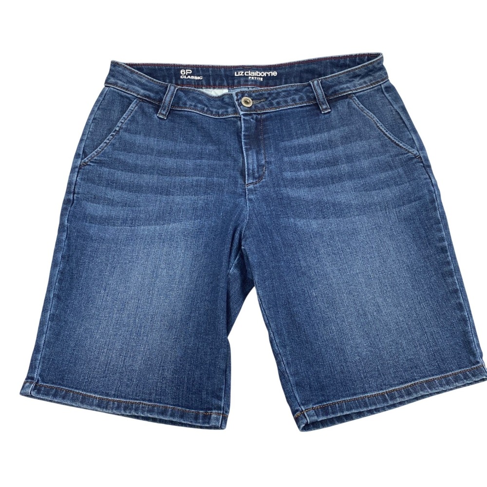 Liz Claiborne Denim Shorts Womens 6P‎ Classic Petite Bermuda Stretch Blue Jeans